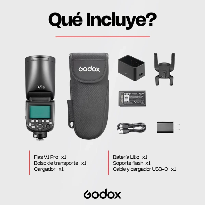 FLASH RECARGABLE GODOX V1 PARA CANON CON LUZ MODELADO - 10