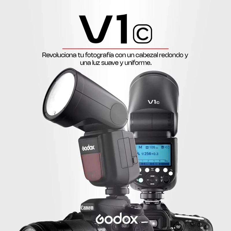 FLASH RECARGABLE GODOX V1 PARA CANON CON LUZ MODELADO - 2