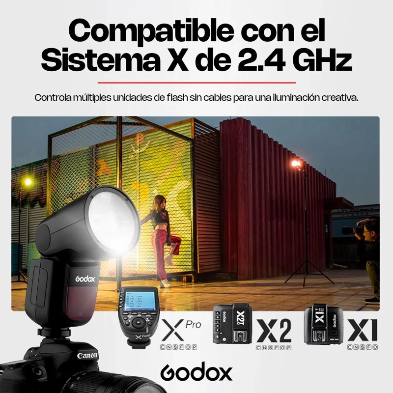FLASH RECARGABLE GODOX V1 PARA CANON CON LUZ MODELADO - 6