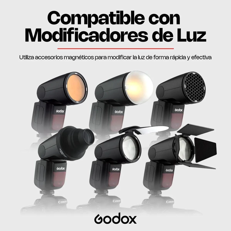 FLASH RECARGABLE GODOX V1 PARA CANON CON LUZ MODELADO - 7