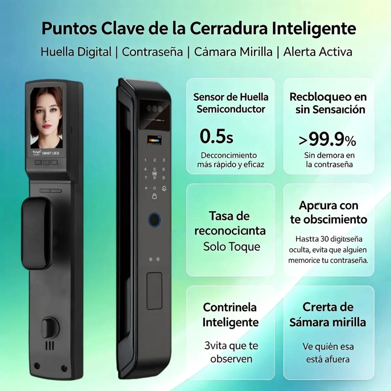 CERRADURA INTELIGENTE CON RECONOCIMIENTO FACIAL Y CAMARA - 3