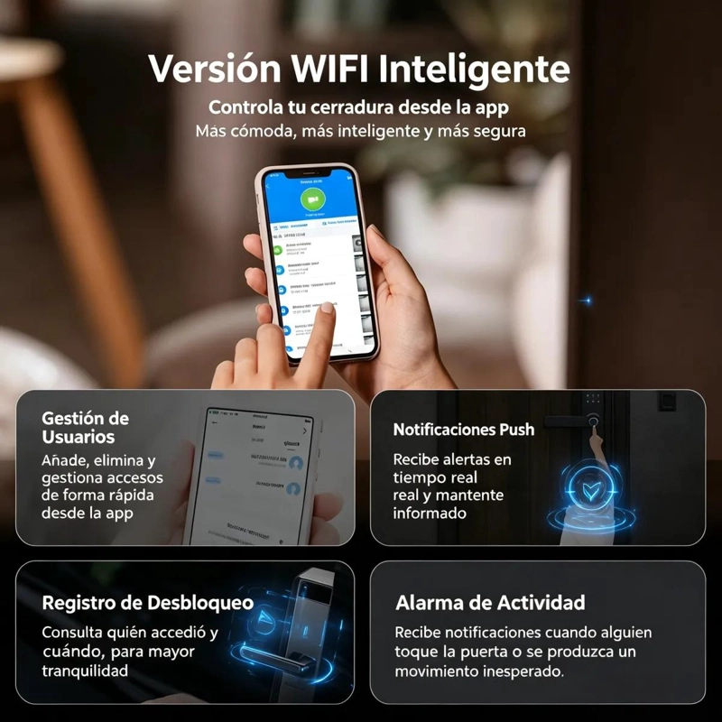 CERRADURA INTELIGENTE CON RECONOCIMIENTO FACIAL Y CAMARA - 6
