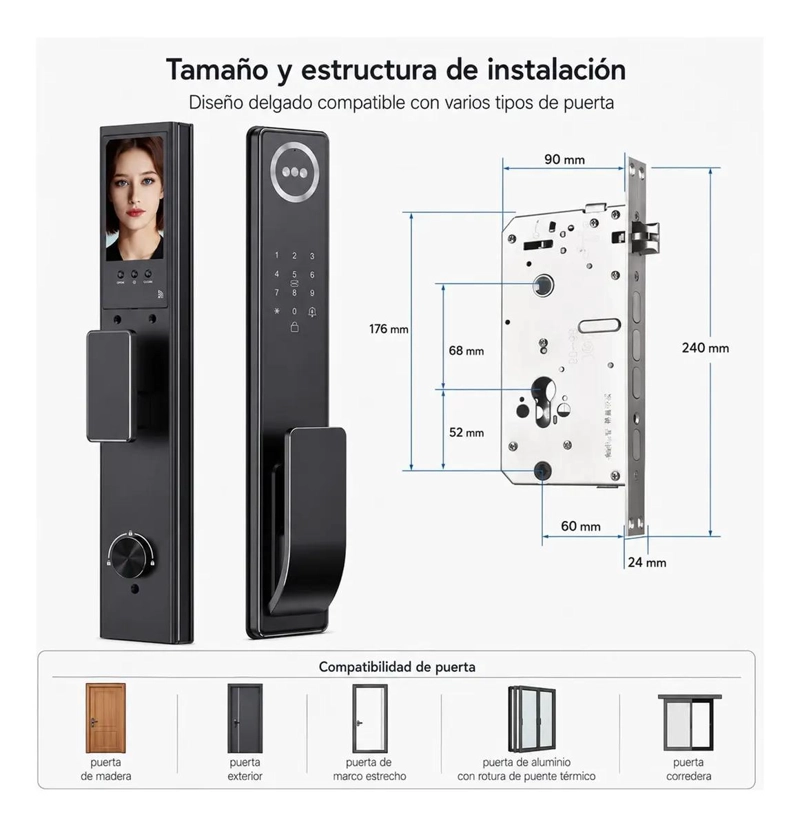 CERRADURA INTELIGENTE WIFI CON CAMARA Y AUDIO BIDIRECCIONAL - 1