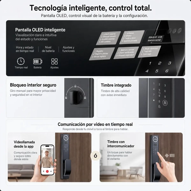 CERRADURA INTELIGENTE WIFI CON CAMARA Y AUDIO BIDIRECCIONAL - 4
