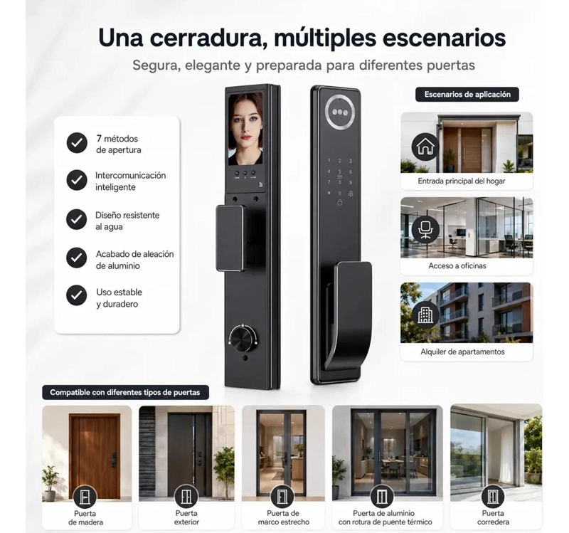 CERRADURA INTELIGENTE WIFI CON CAMARA Y AUDIO BIDIRECCIONAL - 5