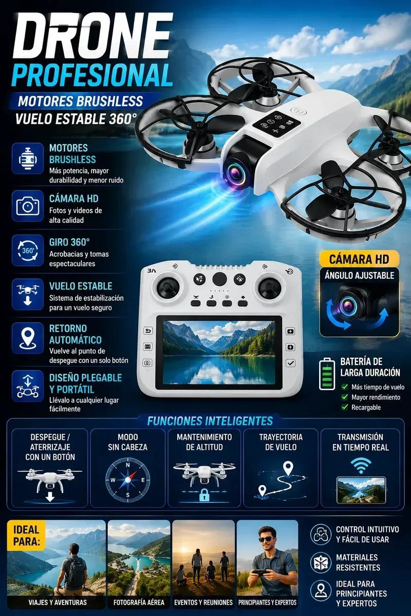 DRONE CON CAMARA HD Y TARJETA MICROSD DE 16GB - 4