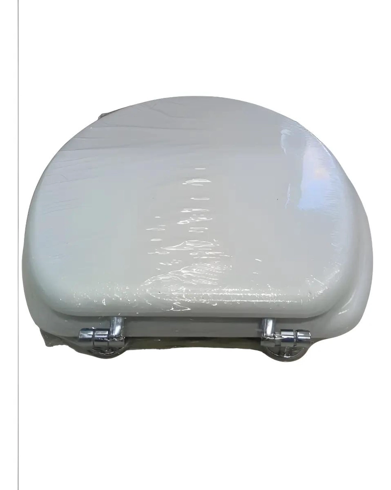 TAPA DE INODORO REDONDA CON BISAGRAS CROMADAS PARA SANITARIOS - 1