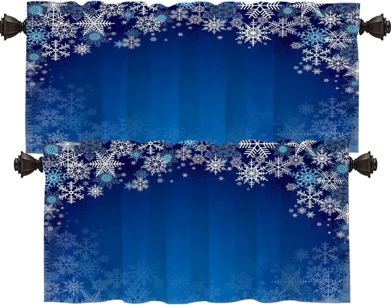 CENEFAS DE COCINA CON COPOS DE NIEVE AZULES PARA DECORACION - 1