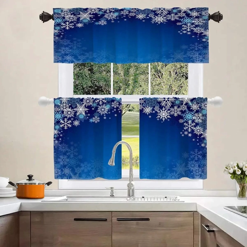 CENEFAS DE COCINA CON COPOS DE NIEVE AZULES PARA DECORACION - 2
