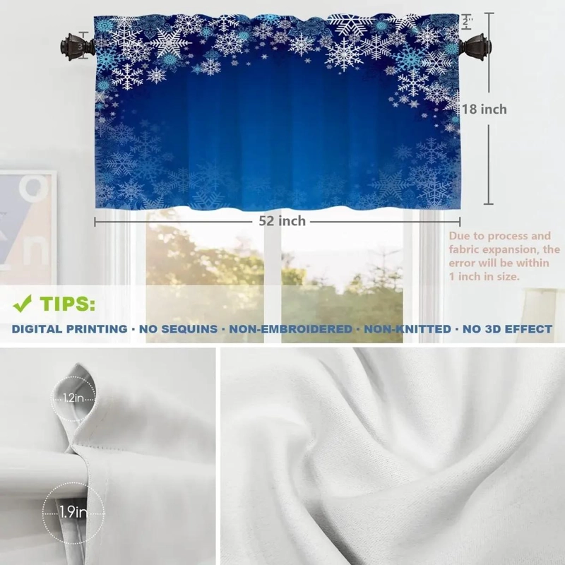CENEFAS DE COCINA CON COPOS DE NIEVE AZULES PARA DECORACION - 5