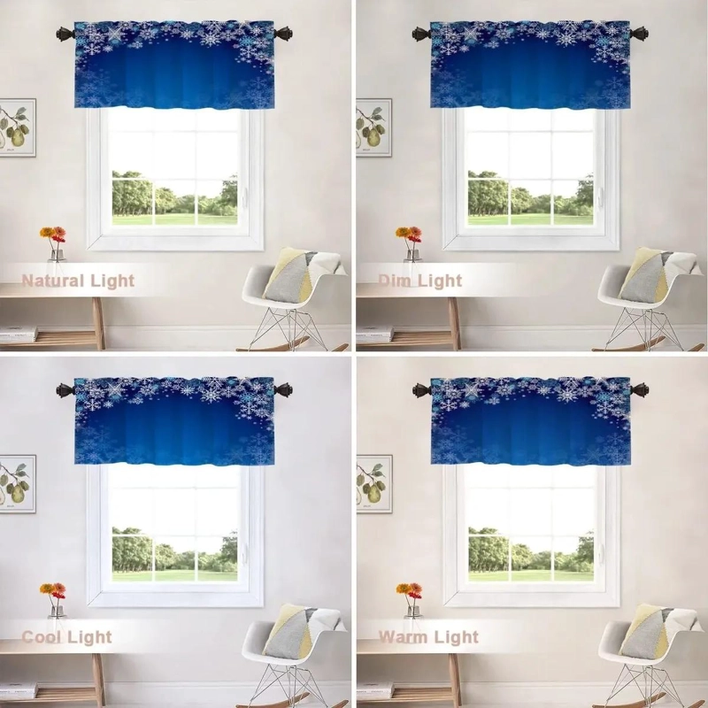 CENEFAS DE COCINA CON COPOS DE NIEVE AZULES PARA DECORACION - 6