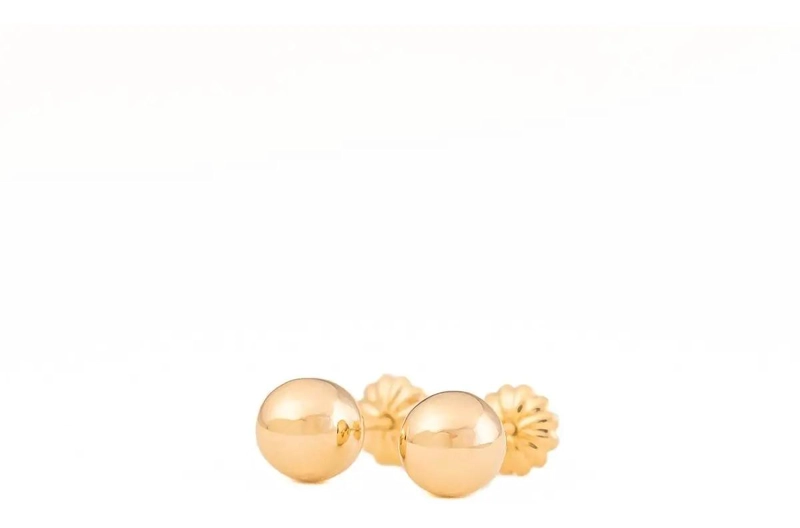 AROS BOLITA DE ORO 18K PARA NIÑAS Y MUJERES - 5