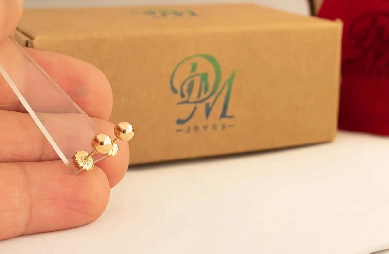 AROS BOLITA DE ORO 18K PARA NIÑAS Y MUJERES - 6
