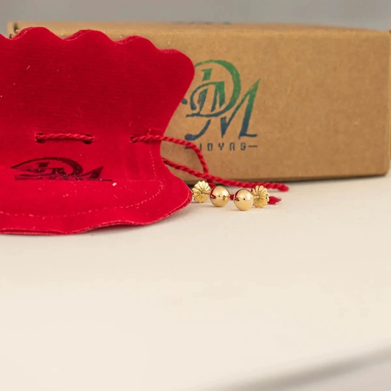 AROS BOLITA DE ORO 18K PARA NIÑAS Y MUJERES - 7