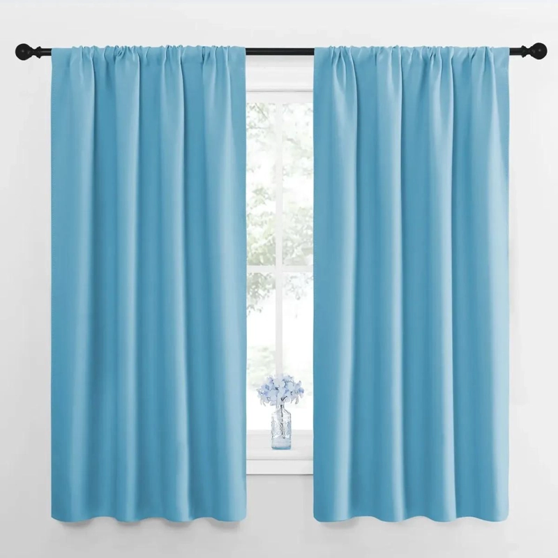 CORTINAS OPACAS PARA COCINA Y DORMITORIO EN TURQUESA - 1