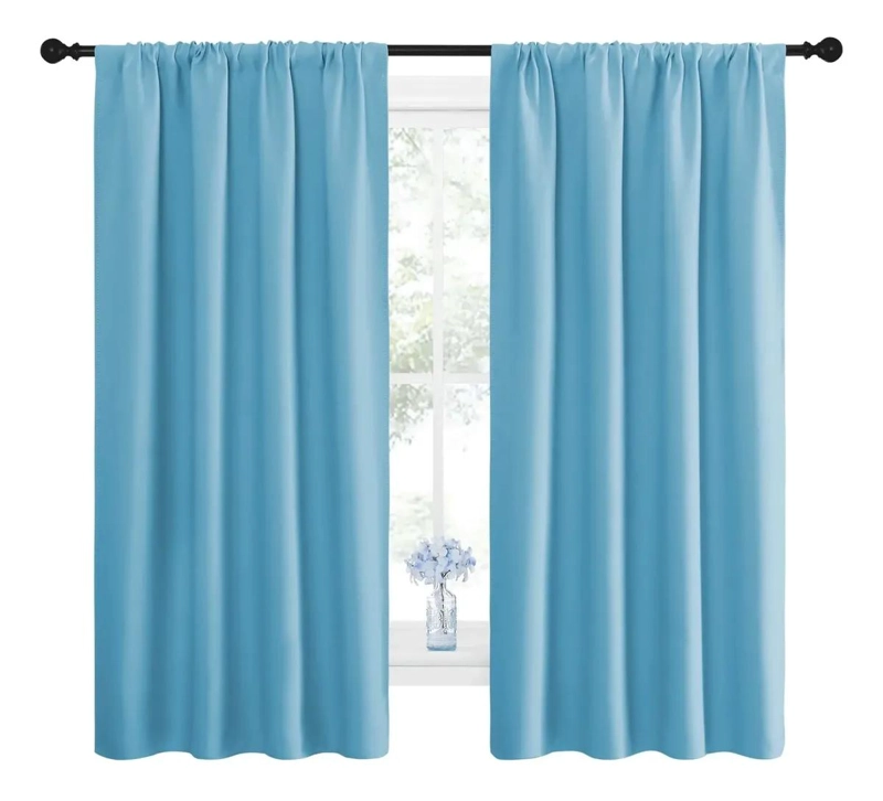 CORTINAS OPACAS PARA COCINA Y DORMITORIO EN TURQUESA - 2