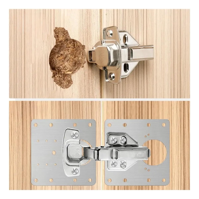 PLACA DE REPARACION DE BISAGRA 9X9CM CON TORNILLOS INCLUIDOS - 7