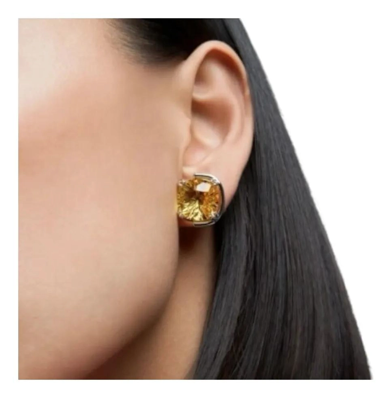 PENDIENTES DE BOTON AMARILLOS CON CRISTALES BRILLANTES - 3