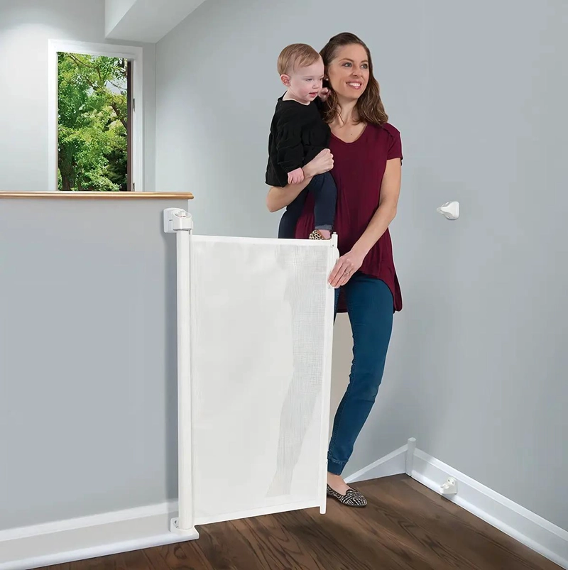 PUERTA RETRACTIL DE SEGURIDAD PARA NIÑOS, COLOR BLANCO - 3