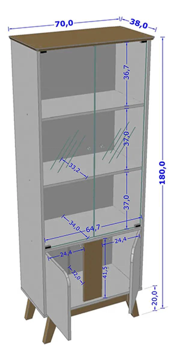 VITRINA MODERNA DE 4 PUERTAS CON ESTANTES Y ACABADO BRILLANTE - 4