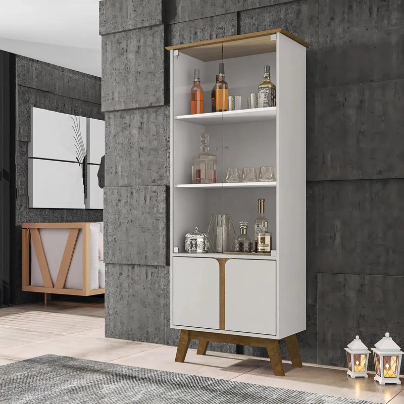 VITRINA MODERNA DE 4 PUERTAS CON ESTANTES Y ACABADO BRILLANTE - 9