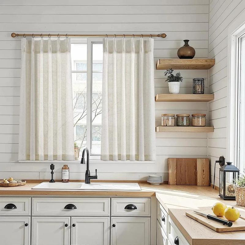 CORTINAS DE LINO PARA COCINA DE 30 PULGADAS CON FILTRO DE LUZ - 2