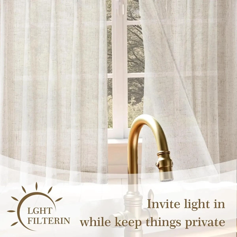 CORTINAS DE LINO PARA COCINA DE 30 PULGADAS CON FILTRO DE LUZ - 6