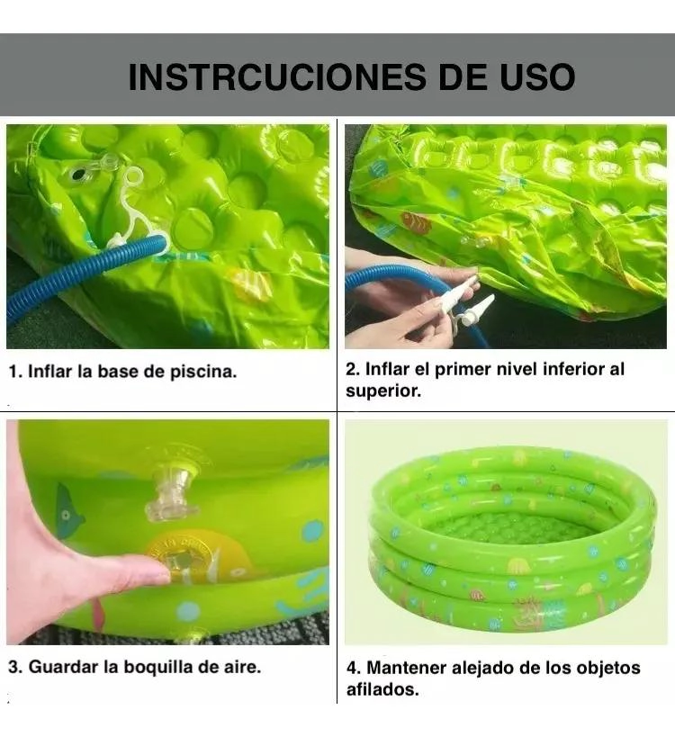 PISCINA INFLABLE MULTICOLOR PARA NIÑOS 60CM IDEAL VERANO - 3