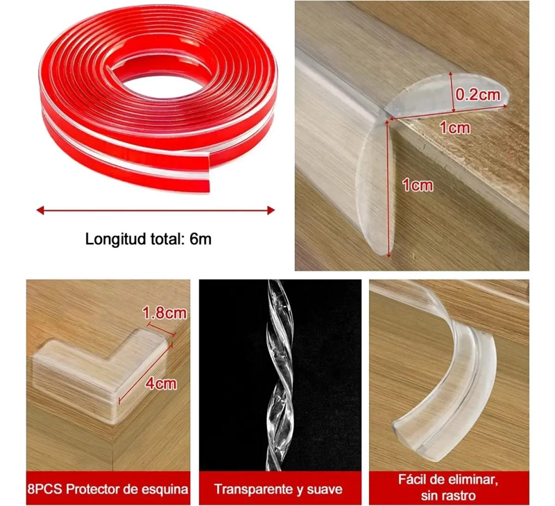 PROTECTOR TRANSPARENTE DE ESQUINAS Y BORDES PARA MUEBLES 6M - 2