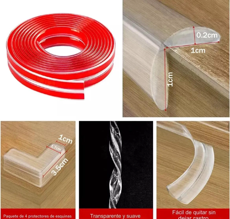 PROTECTOR DE SILICONA TRANSPARENTE PARA ESQUINAS DE MUEBLES 6M - 4