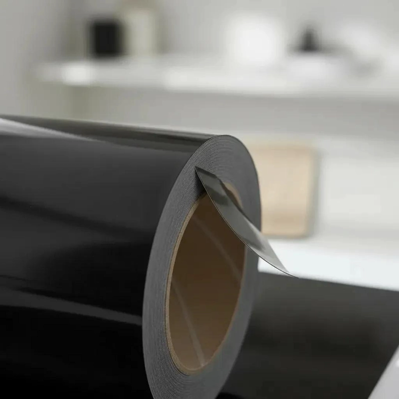 VINILO ADHESIVO DECORATIVO BRILLANTE 30 CM X 5 METROS COLOR NEGRO - 2