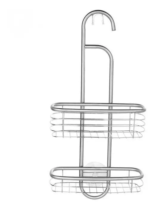 ORGANIZADOR DE DUCHA DE ALUMINIO CON GANCHOS Y TOALLERO - 1