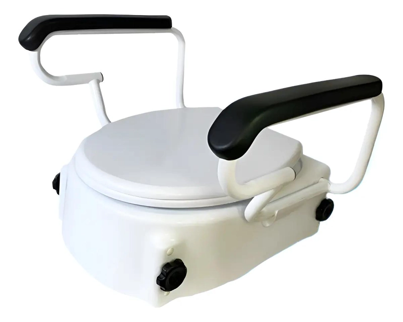ALZA BAÑO CON APOYABRAZOS Y TAPA PARA MAYOR SEGURIDAD - 1