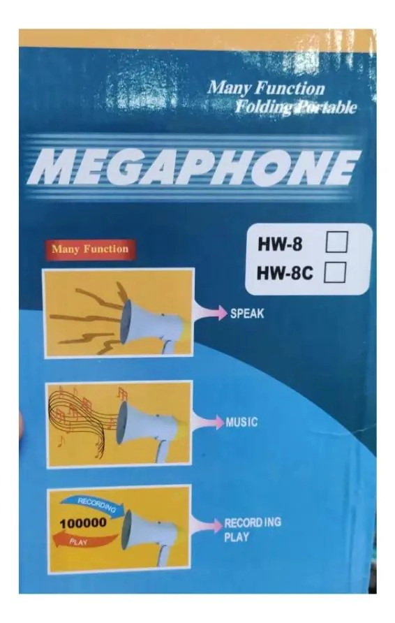 MEGAFONO PORTATIL RECARGABLE CON GRABACION Y SIRENA - 8