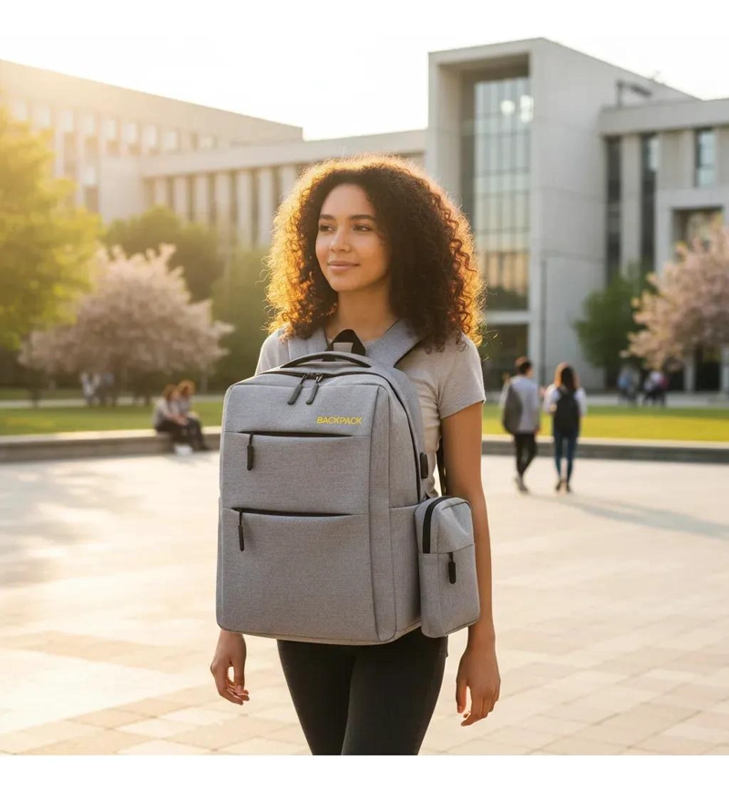 PACK DE MOCHILAS URBANAS COLOR GRIS PARA NOTEBOOK Y ACCESORIOS - 2