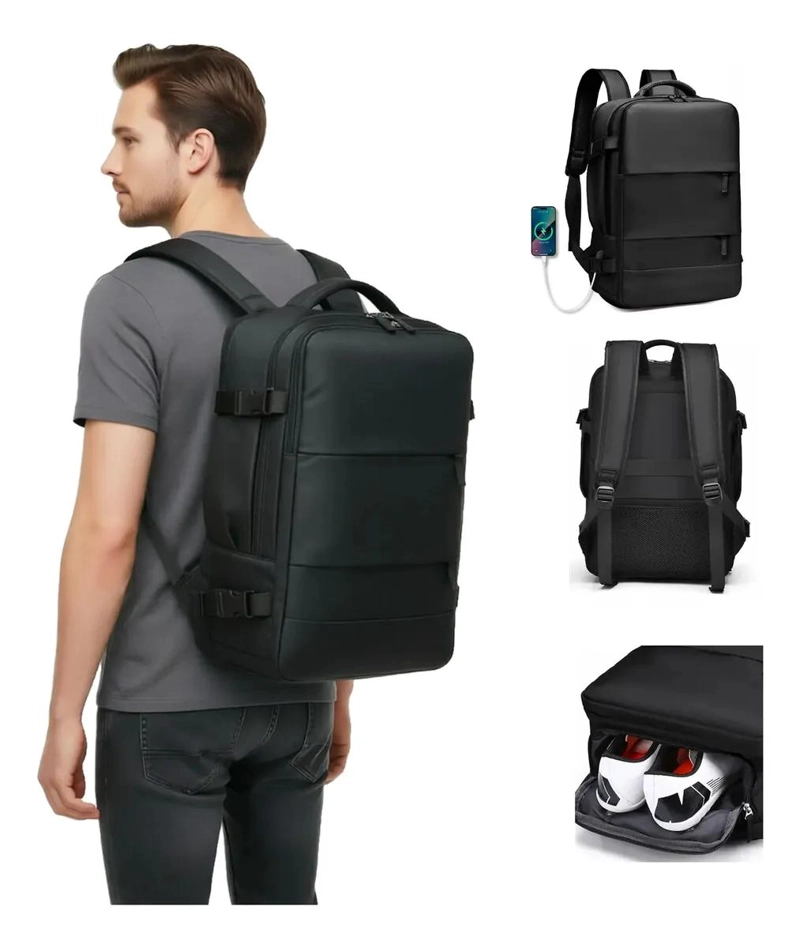 MOCHILA DE VIAJE IMPERMEABLE 35L CON PUERTO USB Y COMPARTIMENTO LAPTOP - 1