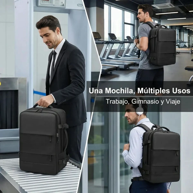 MOCHILA DE VIAJE IMPERMEABLE 35L CON PUERTO USB Y COMPARTIMENTO LAPTOP - 5