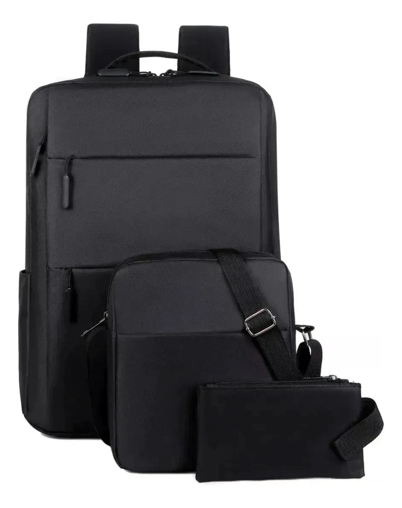 MOCHILA URBANA SET 3 PIEZAS COLOR AZUL OSCURO - 1