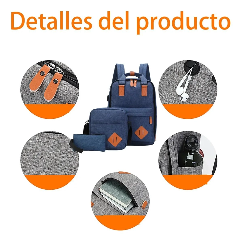 SET DE MOCHILA, BANDOLERA Y ESTUCHE PARA NOTEBOOK - 5