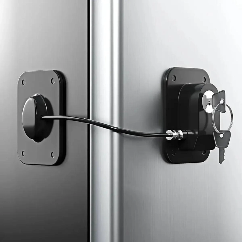 CERRADURA DE SEGURIDAD NEGRA PARA FRIGORIFICO CON LLAVE - 1