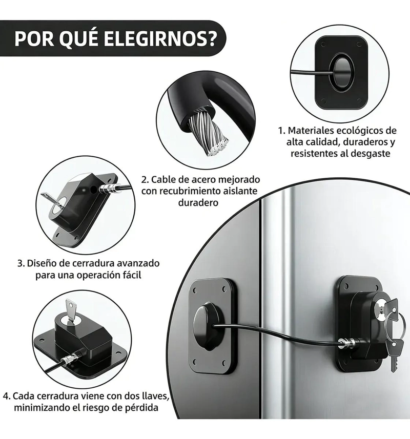 CERRADURA DE SEGURIDAD NEGRA PARA FRIGORIFICO CON LLAVE - 3