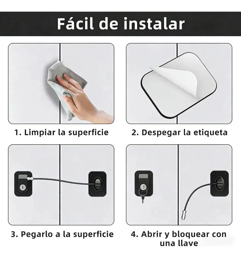 CERRADURA DE SEGURIDAD NEGRA PARA FRIGORIFICO CON LLAVE - 4