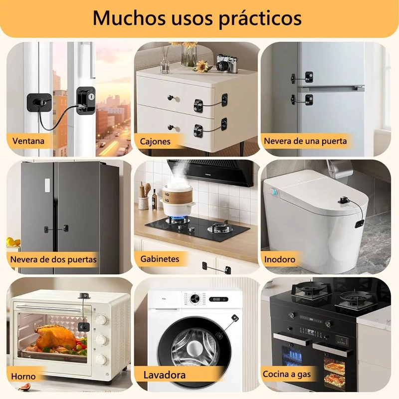 CERRADURA DE SEGURIDAD NEGRA PARA FRIGORIFICO CON LLAVE - 5
