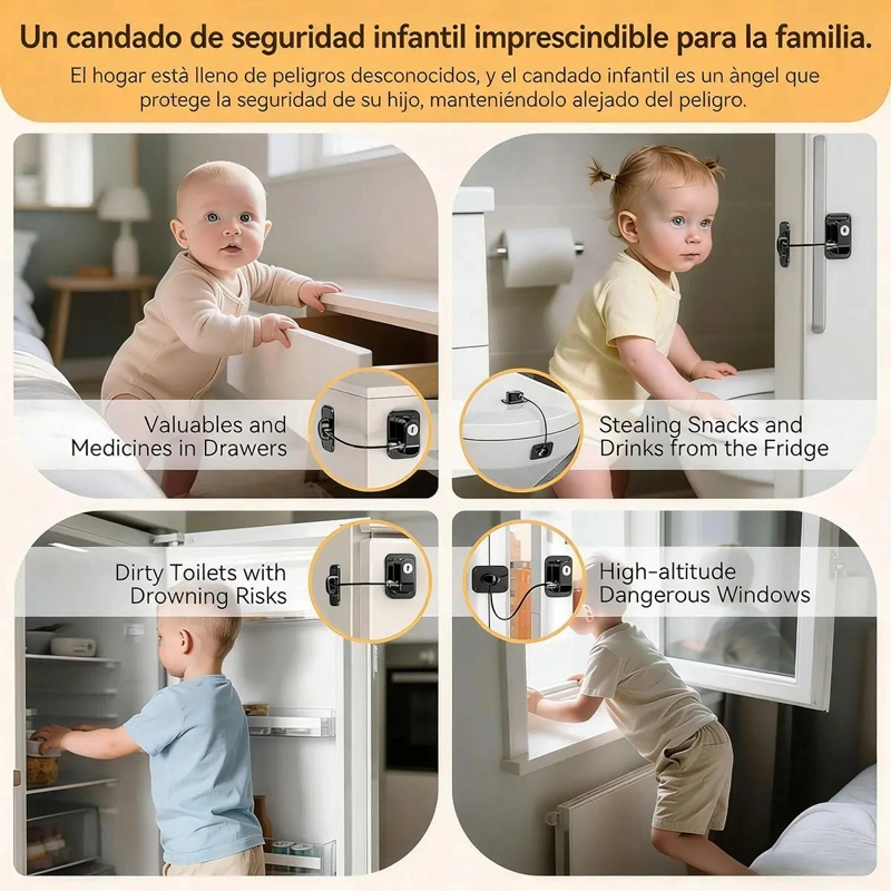 CERRADURA DE SEGURIDAD NEGRA PARA FRIGORIFICO CON LLAVE - 6