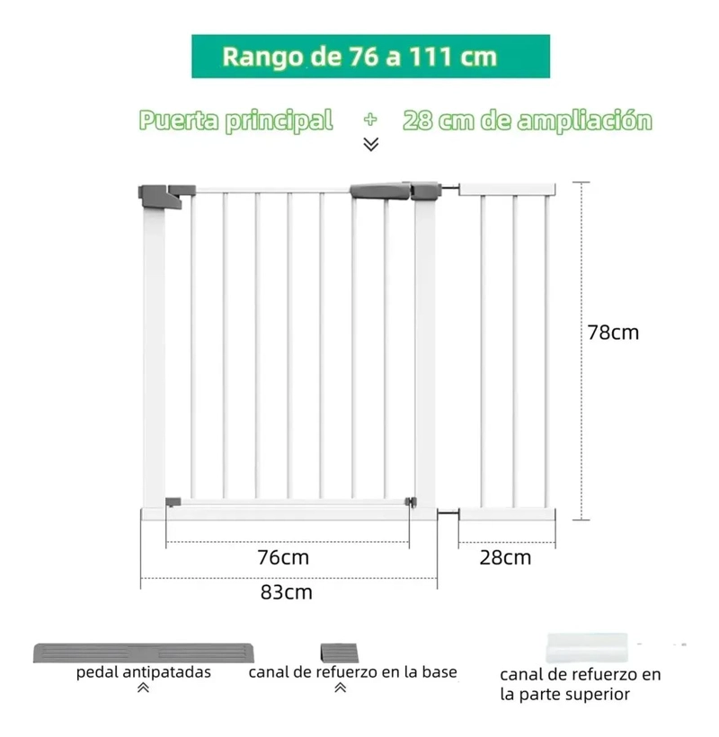 REJA DE SEGURIDAD AJUSTABLE PARA ESCALERA Y PUERTA 104-111 CM - 3