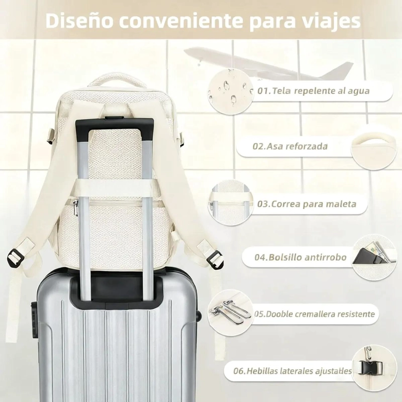 MOCHILA DE VIAJE IMPERMEABLE 35 L CON COMPARTIMENTO PARA LAPTOP - 3