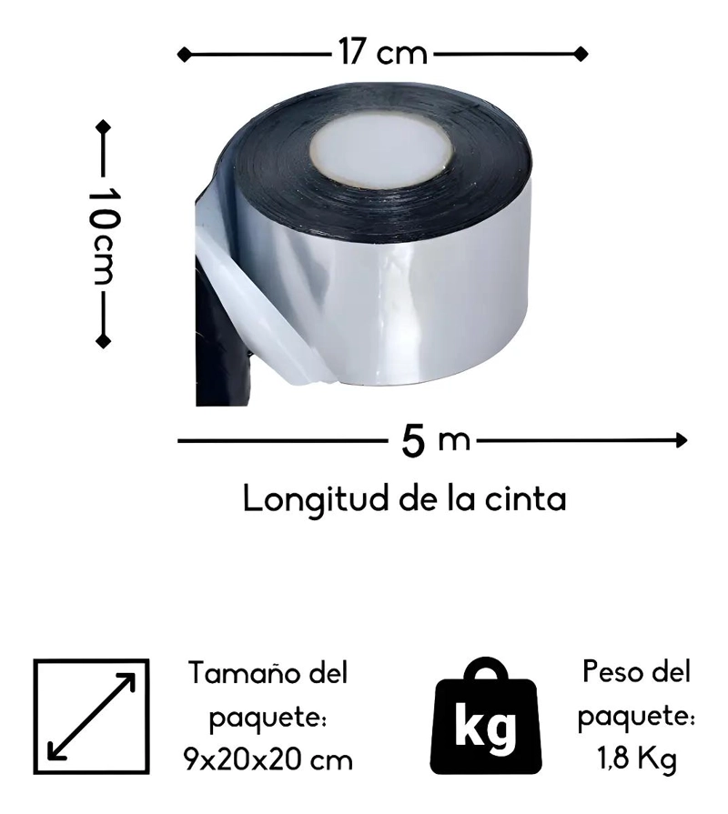 CINTA SELLADOR IMPERMEABLE 10CM X 5MT PARA TECHOS Y REPARACIONES - 2