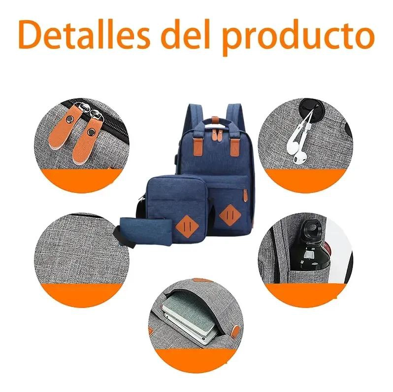 SET DE MOCHILA, BANDOLERA Y ESTUCHE PARA NOTEBOOK - 4