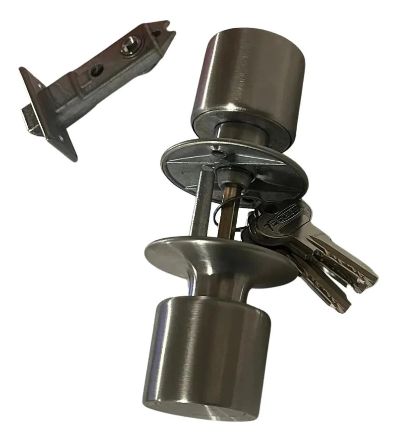 CERRADURA DOBLE CILINDRO SATINADA PARA OFICINA Y PATIO - 4
