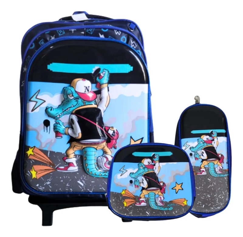 MOCHILA ESCOLAR DESMONTABLE CON RUEDAS Y SET DE LONCHERA - 2